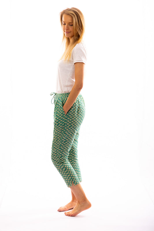 Pantalon TULSI cigarette 7/8 en voile de coton imprimé