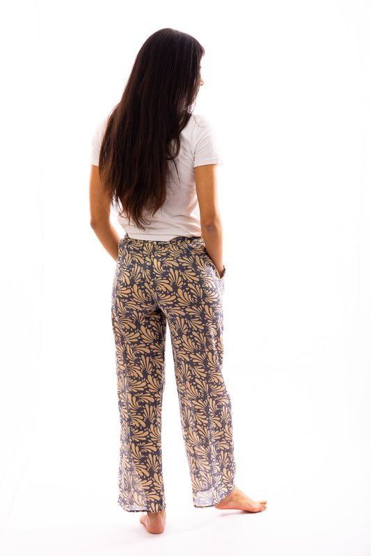 Pantalon CHANDRA fluide et droit en voile de coton imprimé
