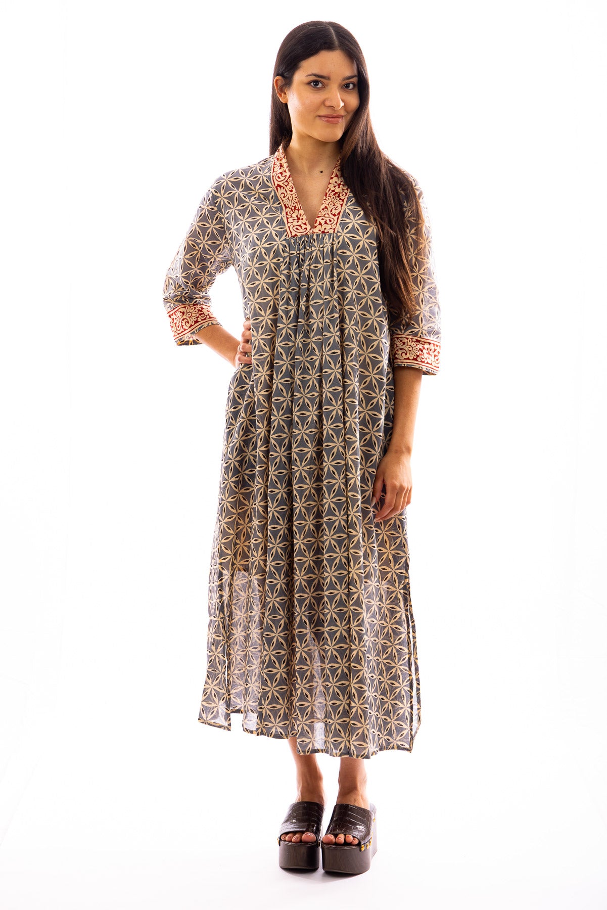 Robe longue PRIYA en voile de coton imprimé