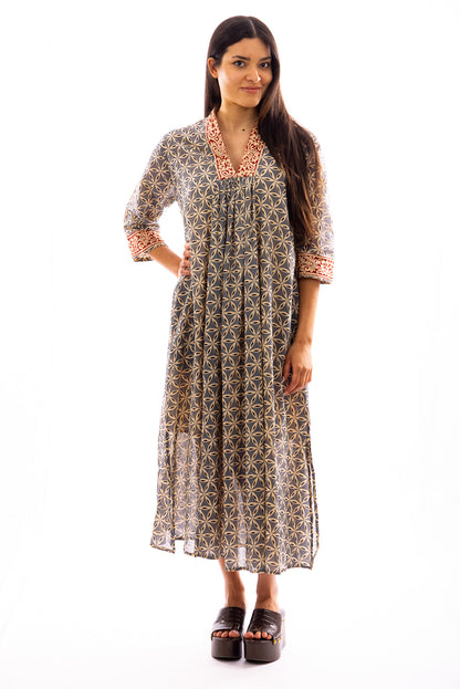 Robe longue PRIYA en voile de coton imprimé
