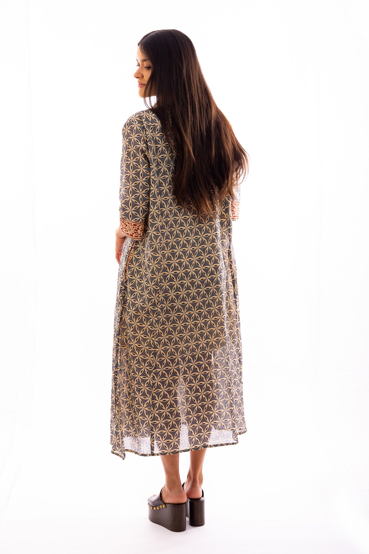 Robe longue PRIYA en voile de coton imprimé