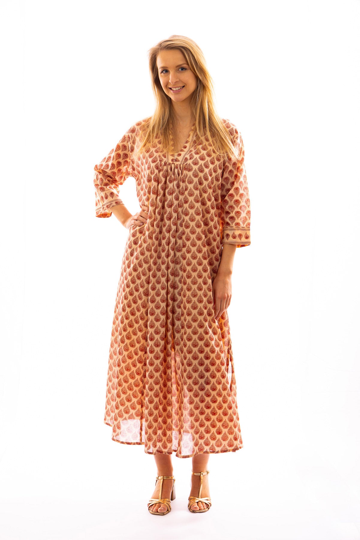 Robe longue PRIYA en voile de coton imprimé