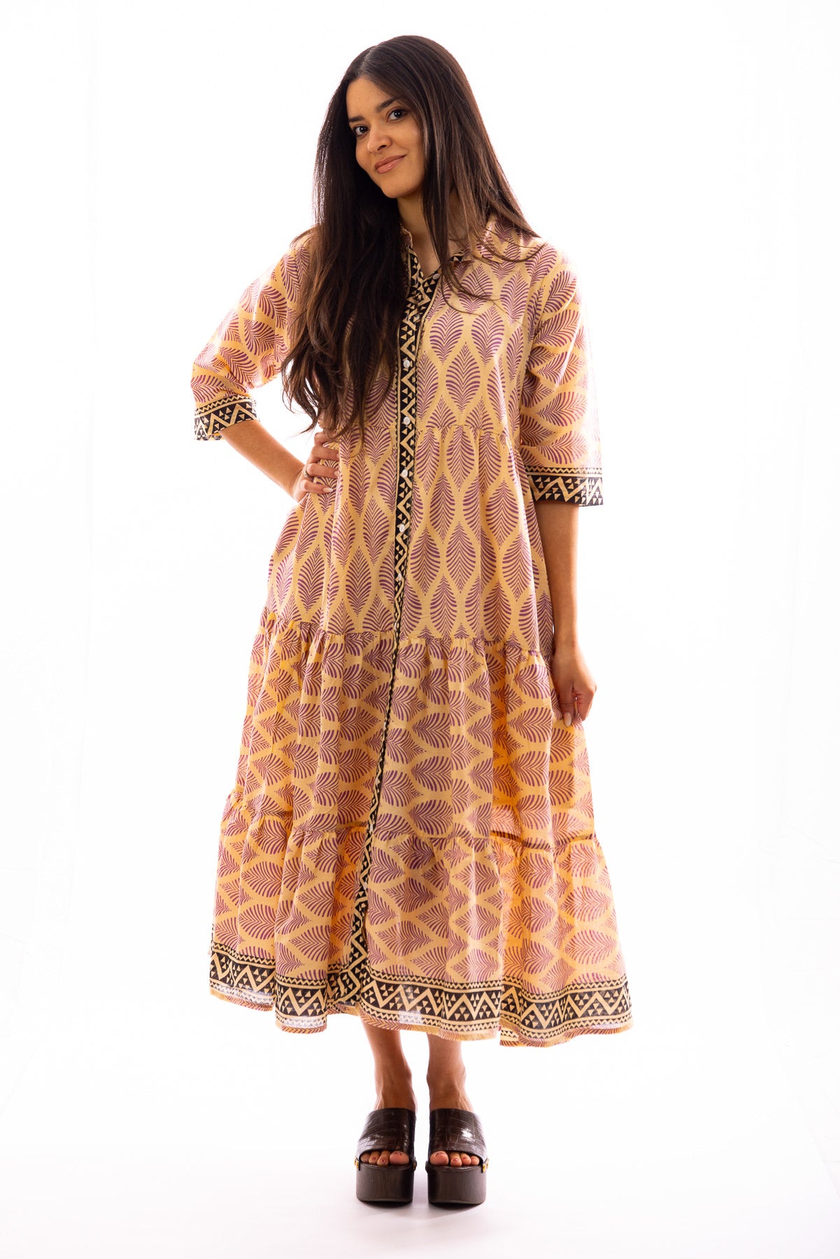 Robe chemise longue KALI en voile de coton