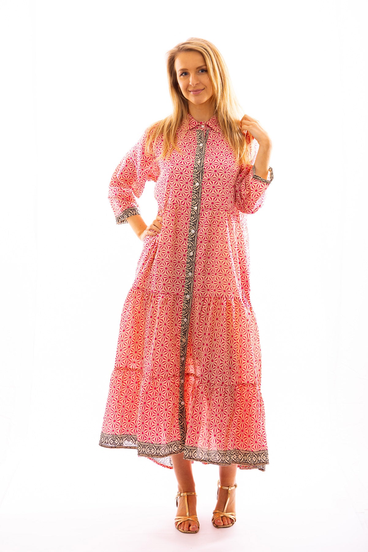 Robe chemise longue KALI en voile de coton