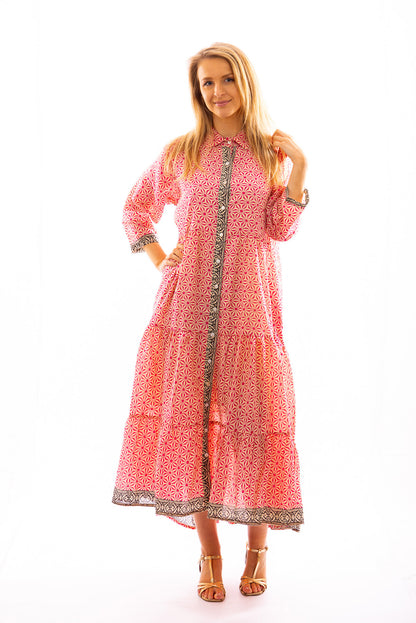 Robe chemise longue KALI en voile de coton