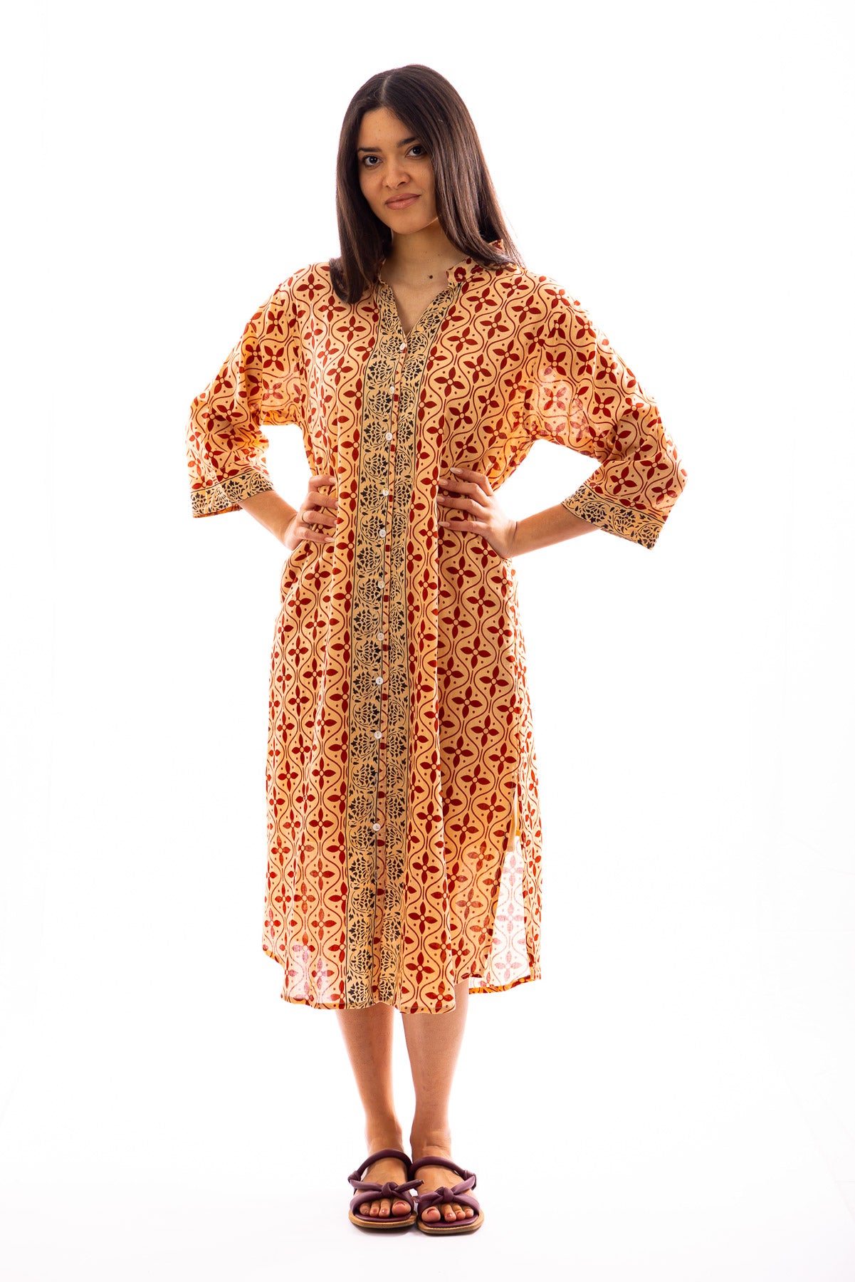 Robe chemise longue NILA en voile de coton
