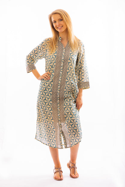 Robe chemise longue NILA en voile de coton