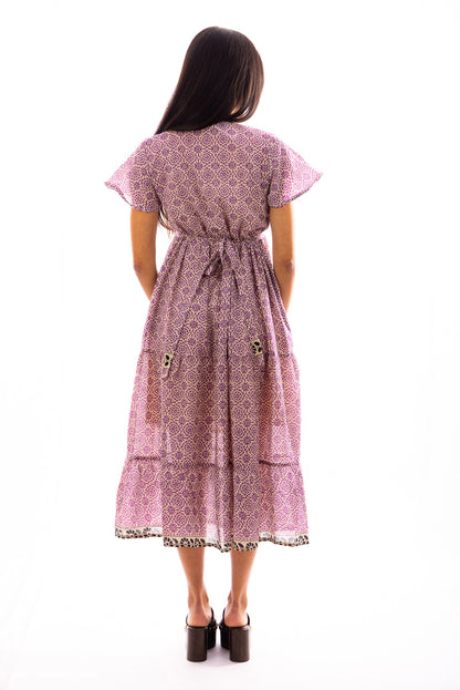 Robe longue LALI en voile de coton – col V et ceinture