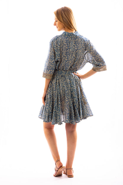 Robe courte AVINI en voile de coton imprimé