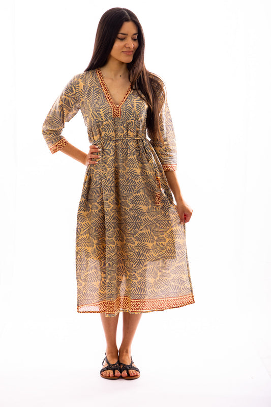 Robe longue POOJA en voile de coton imprimé