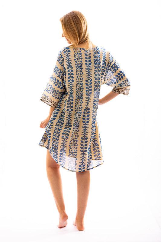 Robe courte LOKA en voile de coton imprimé