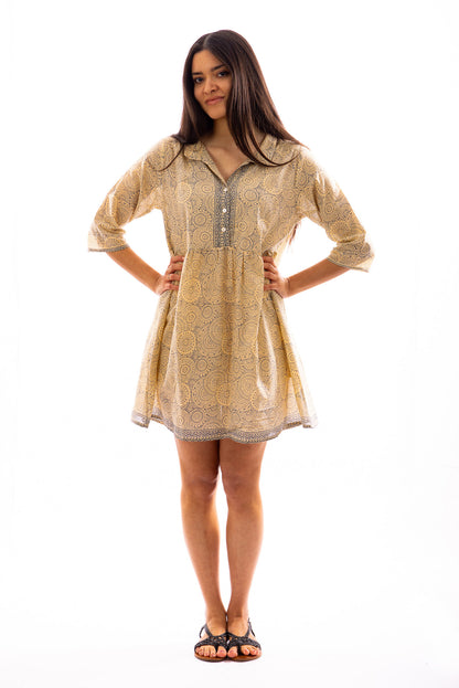 Robe courte ANANDA en voile de coton imprimé