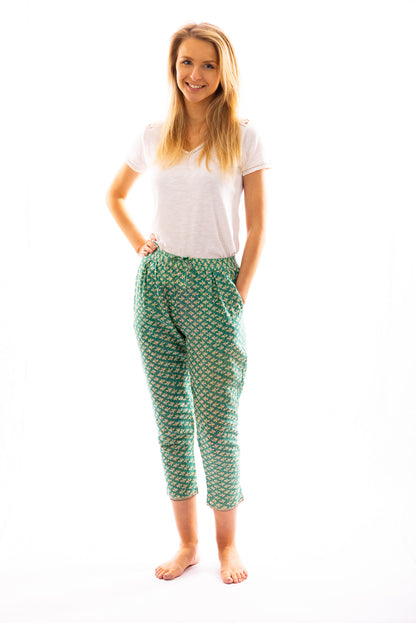 Pantalon TULSI cigarette 7/8 en voile de coton imprimé